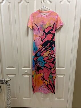 Wearable arts Women’s Pink Abstract lion Maxi Dress